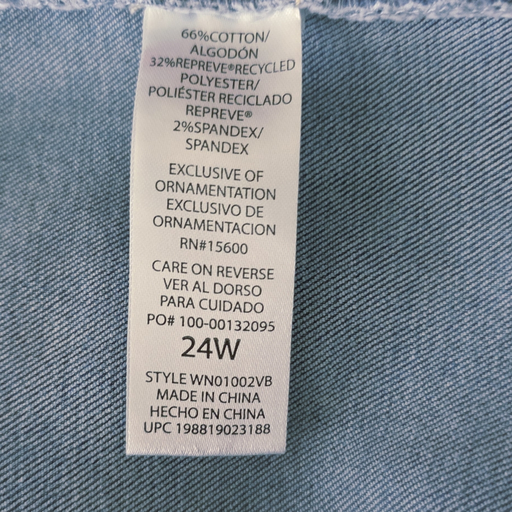 Democracy Cropped Embroidery Jeans Scallop Hem Size 24W - Picture 13 of 16